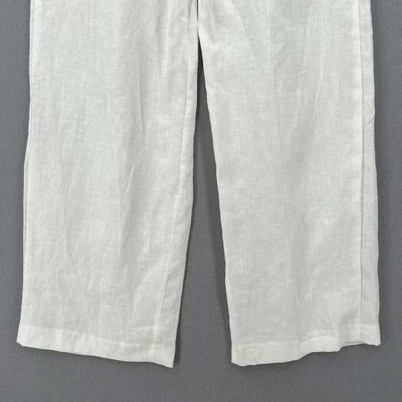ENZA COSTA Tapered Pleated Pant Womens 25 White Linen Trouser Undyed High Waist - Picture 8 of 16